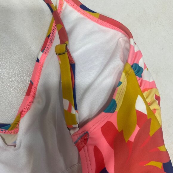 Womens Tropical Floral One-Piece Swimsuit With Adjustable Straps & Waist Tie Nyl - Picture 5 of 14